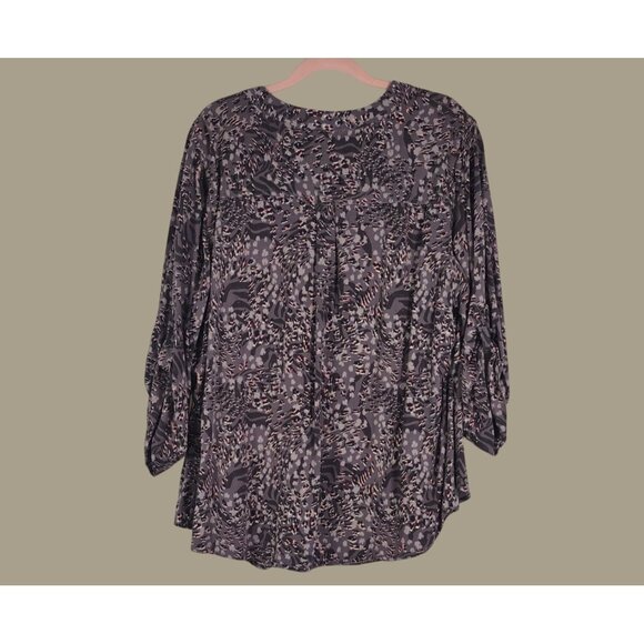 Torrid Womens Button-Front Blouse Size 2X Gray & Pink Abstract Print - Picture 2 of 5